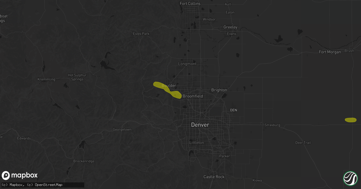 Hail map in Louisville, CO on June 21, 2026