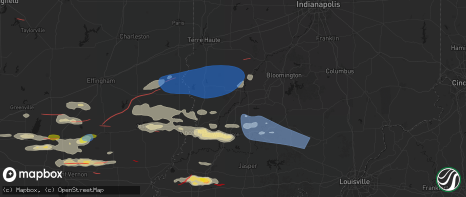 Hail map in Lyons, IN on June 21, 2026