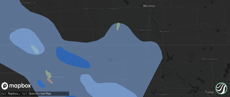 Hail map in Manchester, OK on June 21, 2026