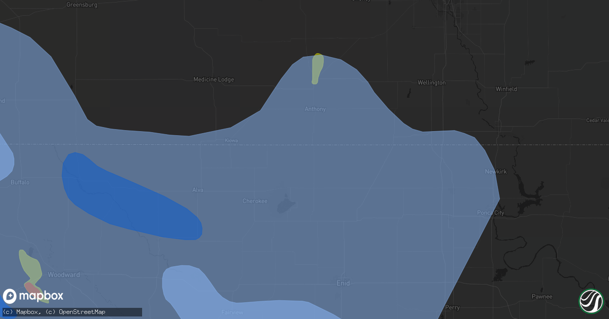 Hail map in Manchester, OK on June 21, 2026