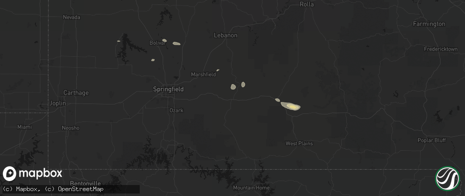 Hail map in Mansfield, MO on June 21, 2026