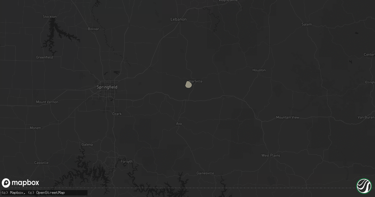 Hail map in Mansfield, MO on June 21, 2026