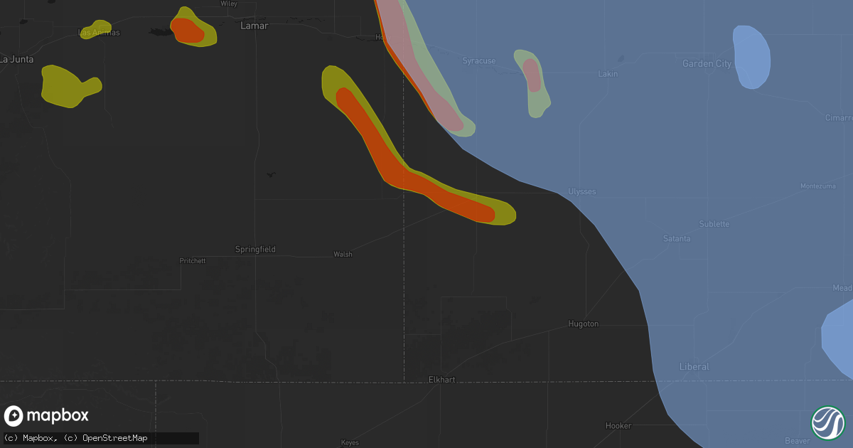 Hail map in Manter, KS on June 21, 2026