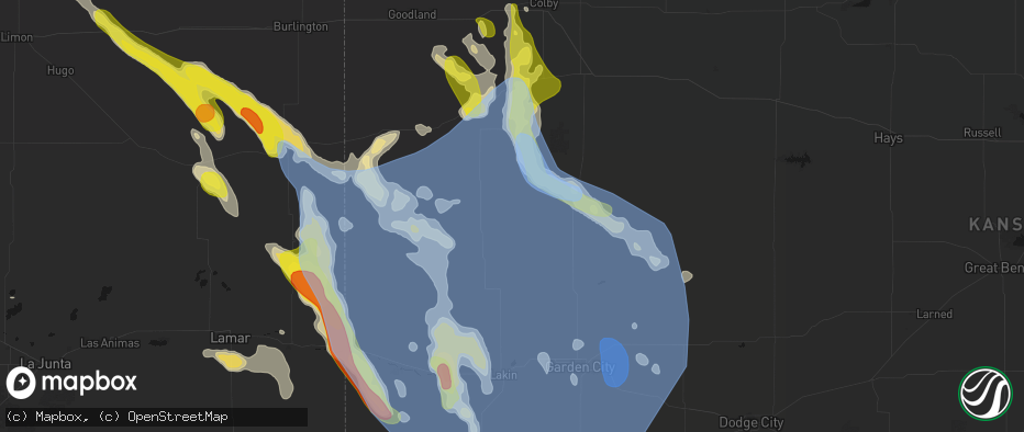 Hail map in Marienthal, KS on June 21, 2026