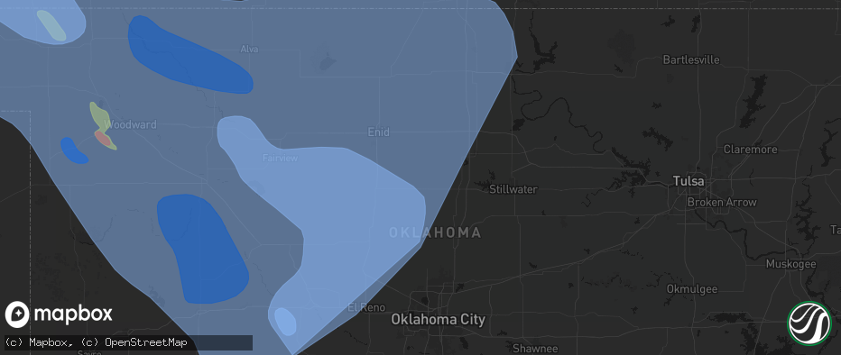 Hail map in Marshall, OK on June 21, 2026