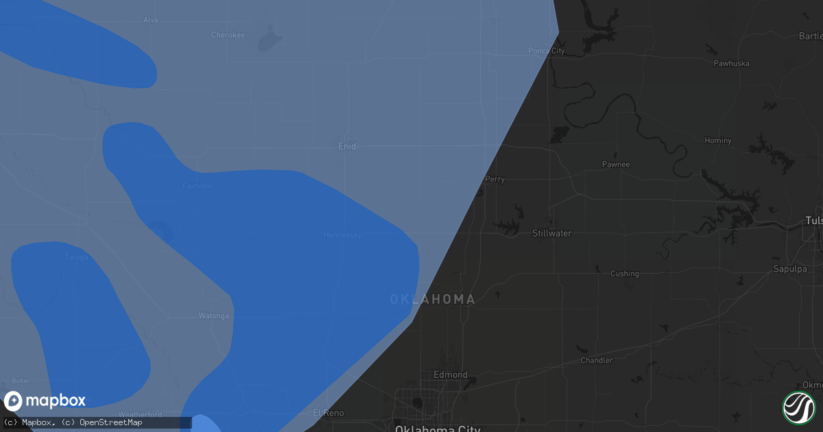 Hail map in Marshall, OK on June 21, 2026