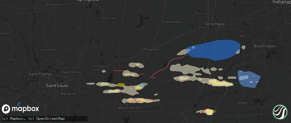 Hail map in Mason, IL on June 21, 2026