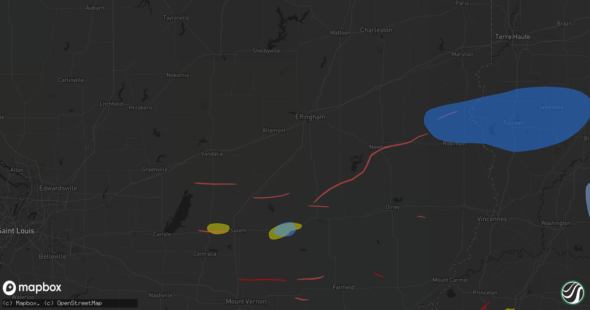 Hail map in Mason, IL on June 21, 2026
