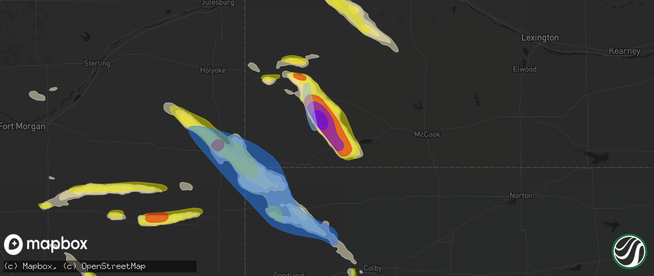 Hail map in Max, NE on June 21, 2026