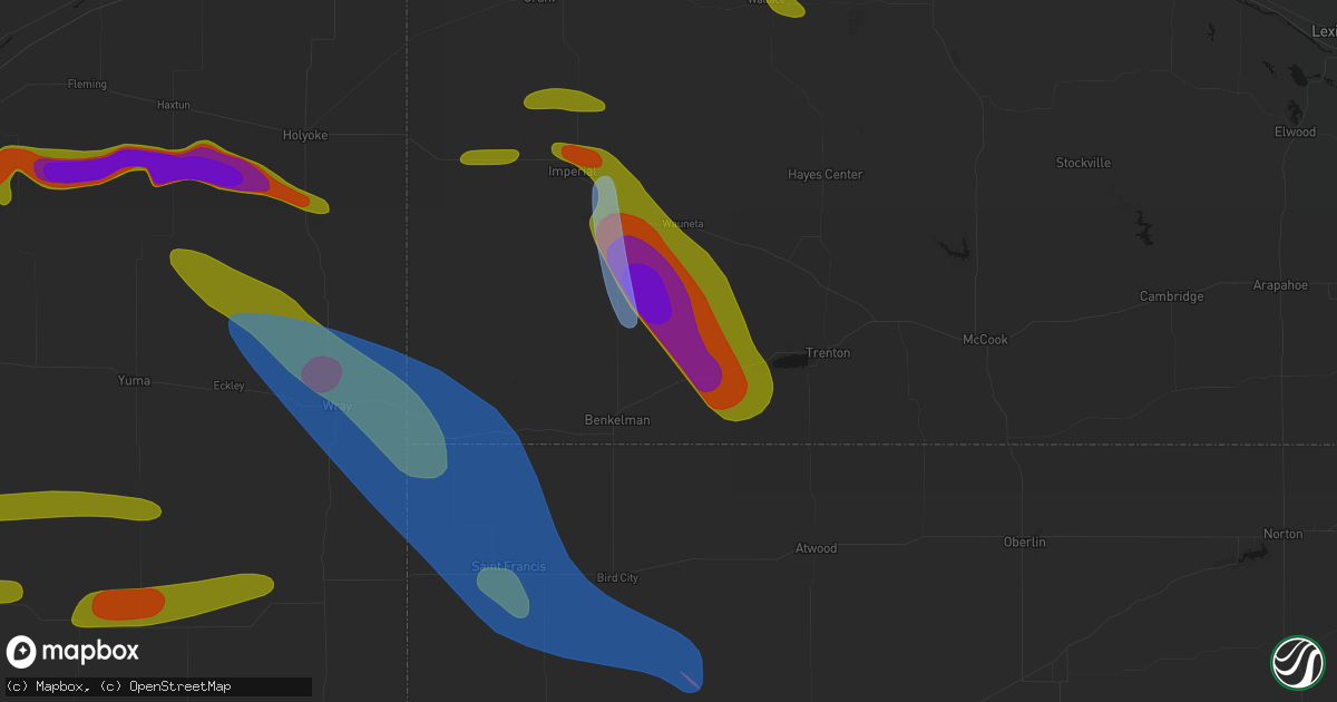 Hail map in Max, NE on June 21, 2026