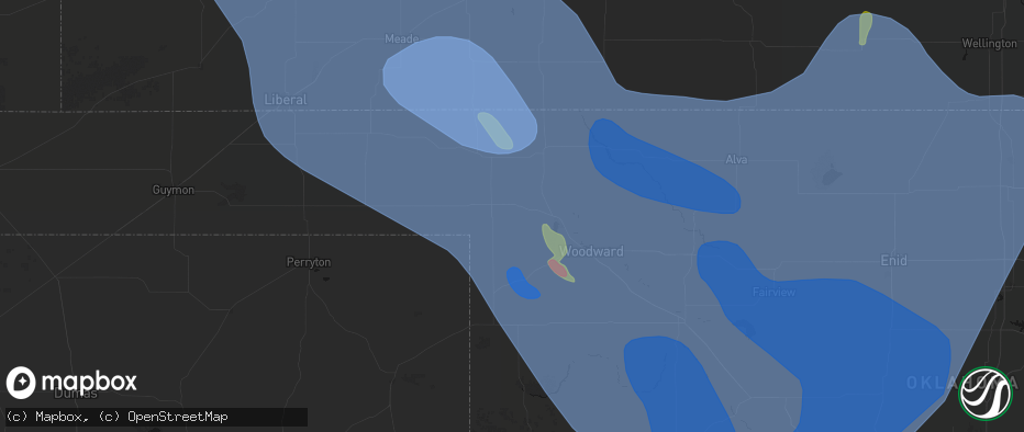 Hail map in May, OK on June 21, 2026