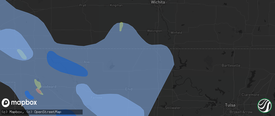 Hail map in Medford, OK on June 21, 2026
