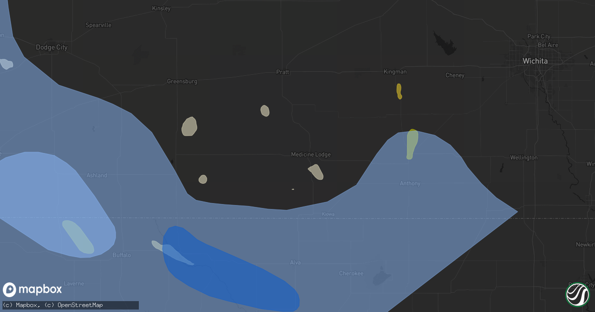 Hail map in Medicine Lodge, KS on June 21, 2026