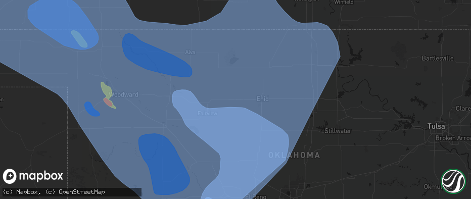 Hail map in Meno, OK on June 21, 2026