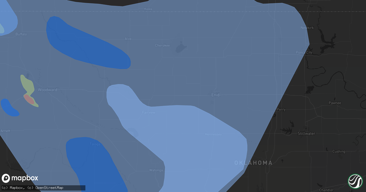 Hail map in Meno, OK on June 21, 2026