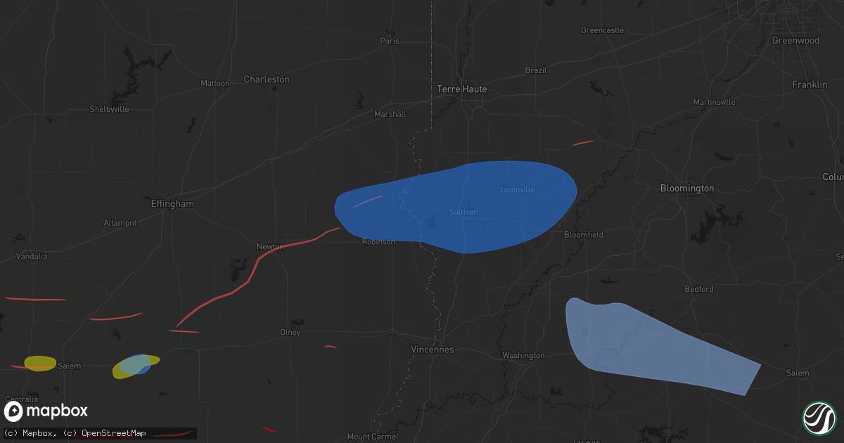 Hail map in Merom, IN on June 21, 2026
