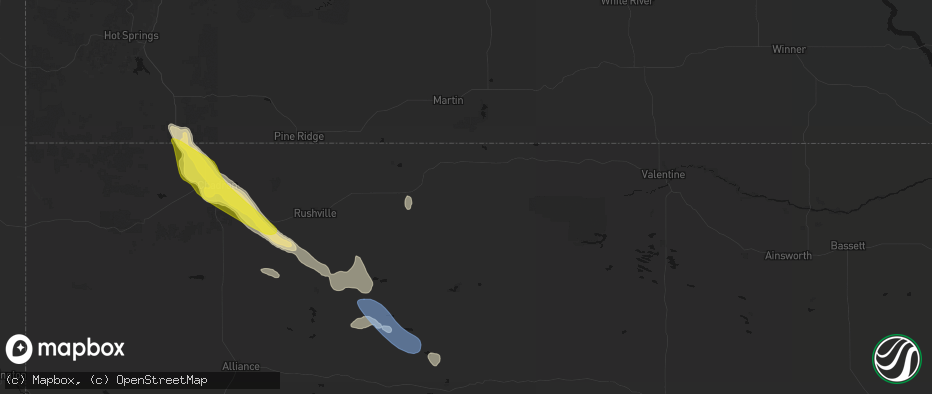 Hail map in Merriman, NE on June 21, 2026