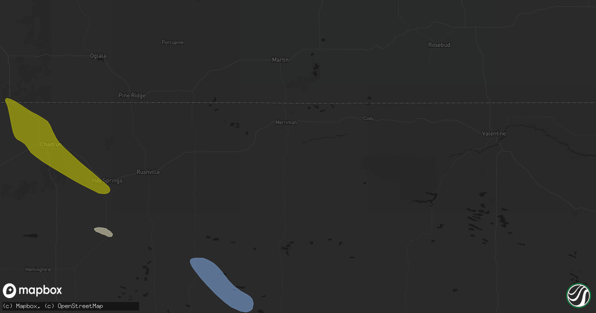 Hail map in Merriman, NE on June 21, 2026