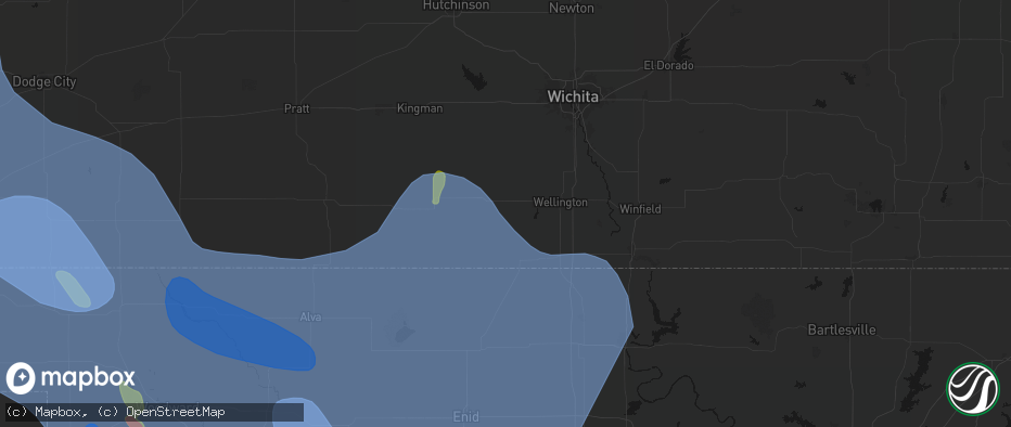 Hail map in Milan, KS on June 21, 2026