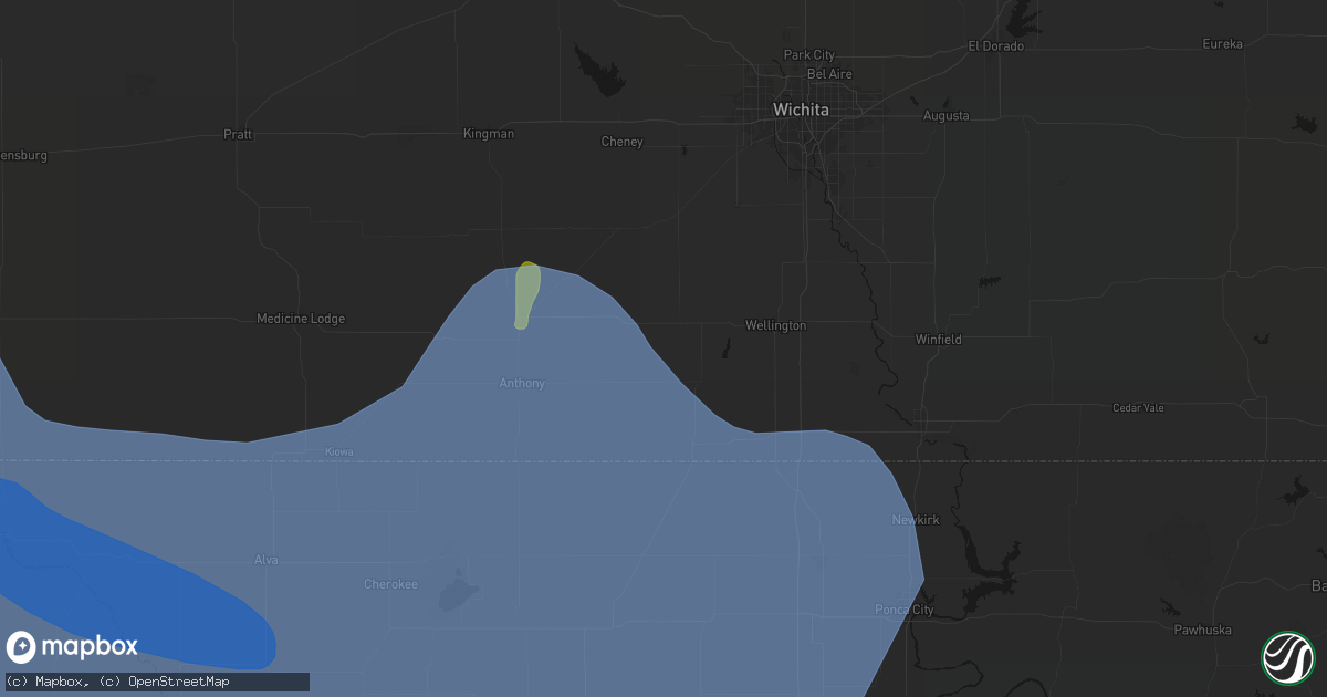 Hail map in Milan, KS on June 21, 2026