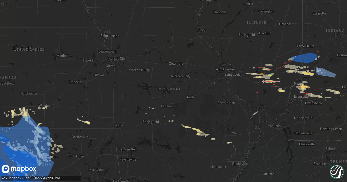 Hail map in Missouri on June 21, 2026