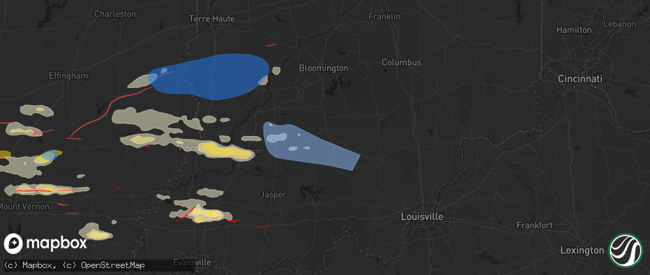 Hail map in Mitchell, IN on June 21, 2026