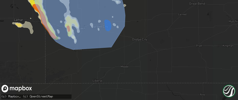 Hail map in Montezuma, KS on June 21, 2026