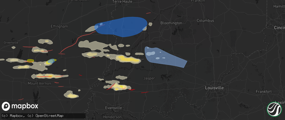 Hail map in Montgomery, IN on June 21, 2026