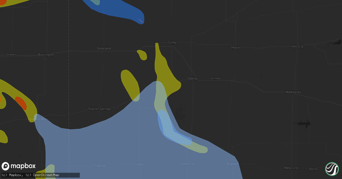 Hail map in Monument, KS on June 21, 2026