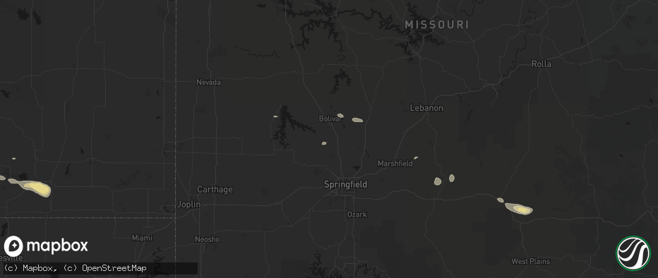 Hail map in Morrisville, MO on June 21, 2026