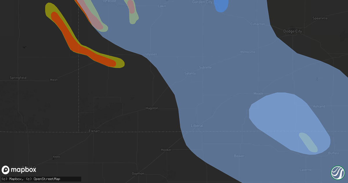 Hail map in Moscow, KS on June 21, 2026