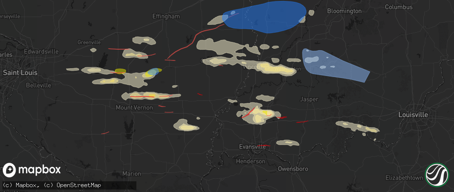 Hail map in Mount Carmel, IL on June 21, 2026