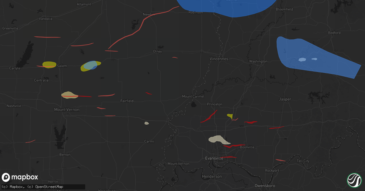Hail map in Mount Carmel, IL on June 21, 2026