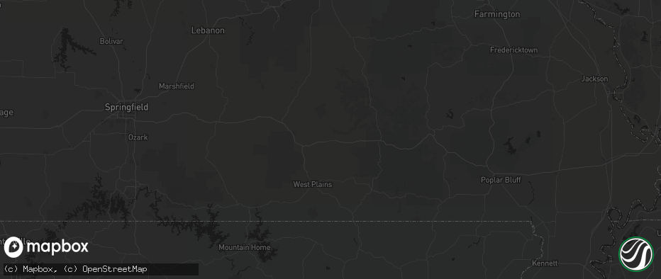 Hail map in Mountain View, MO on June 21, 2026