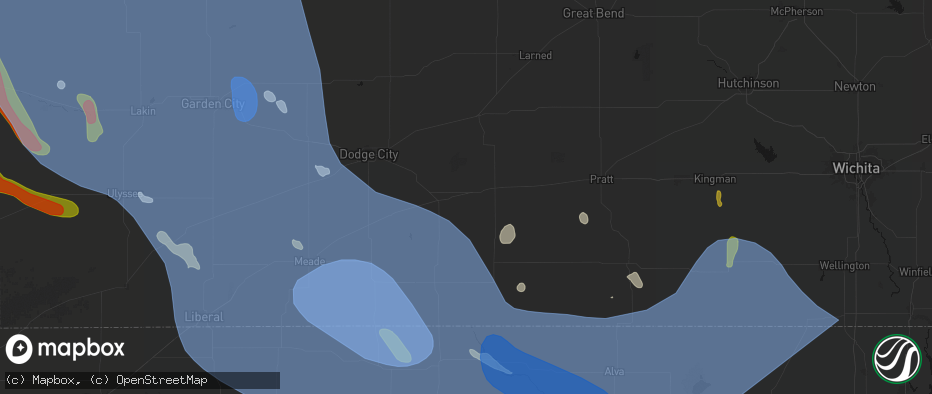Hail map in Mullinville, KS on June 21, 2026