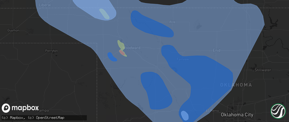 Hail map in Mutual, OK on June 21, 2026