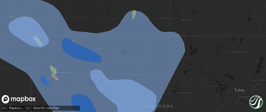 Hail map in Nash, OK on June 21, 2026