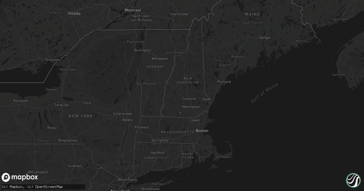 Hail map in New Hampshire on June 21, 2026