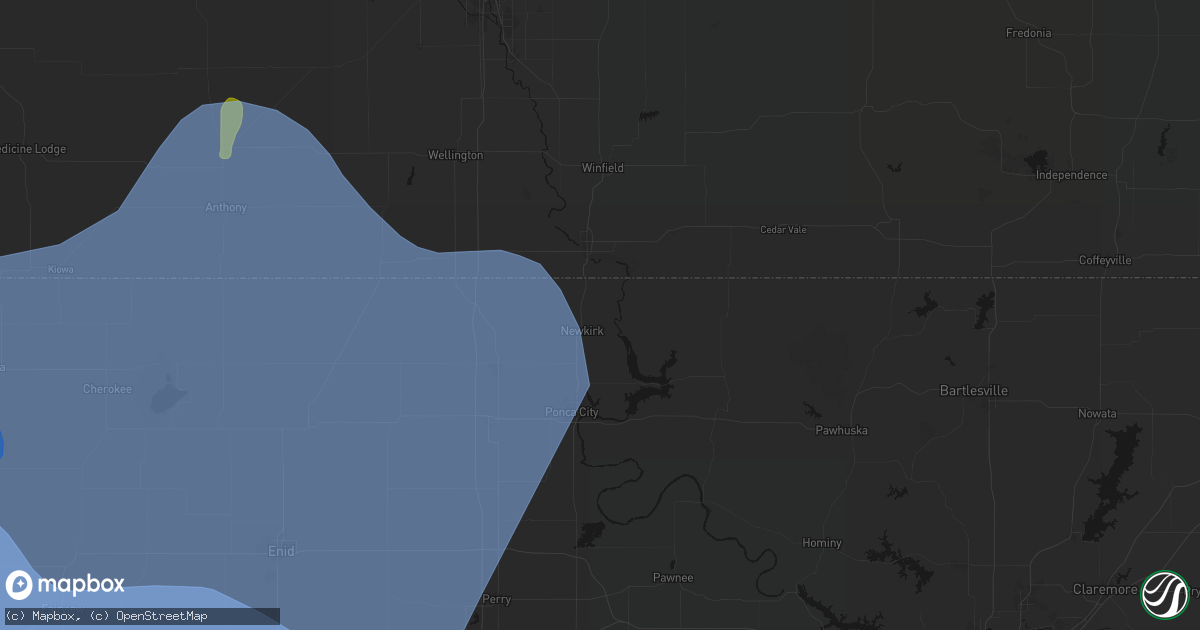Hail map in Newkirk, OK on June 21, 2026