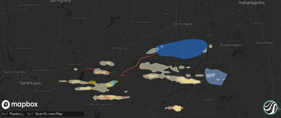 Hail map in Newton, IL on June 21, 2026