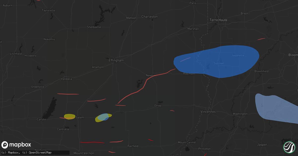 Hail map in Newton, IL on June 21, 2026