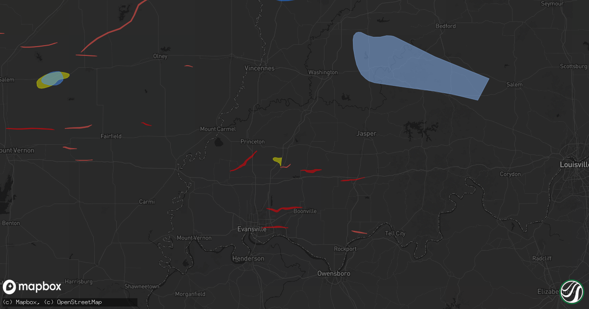 Hail map in Oakland City, IN on June 21, 2026