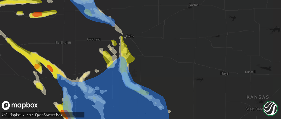 Hail map in Oakley, KS on June 21, 2026