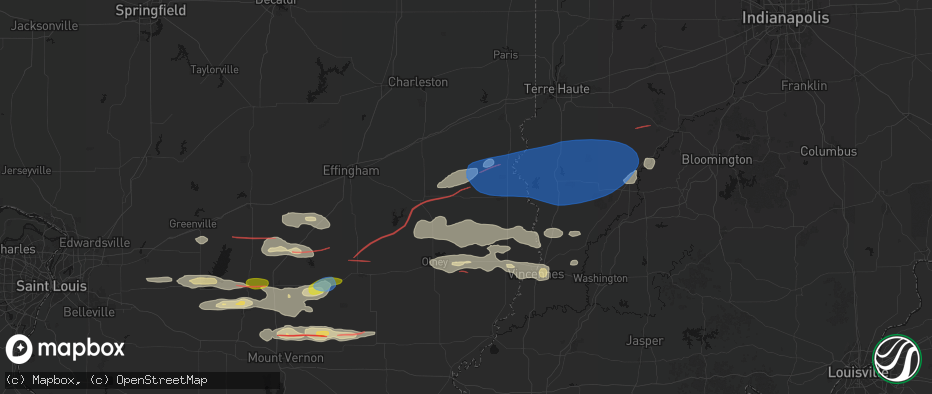 Hail map in Oblong, IL on June 21, 2026