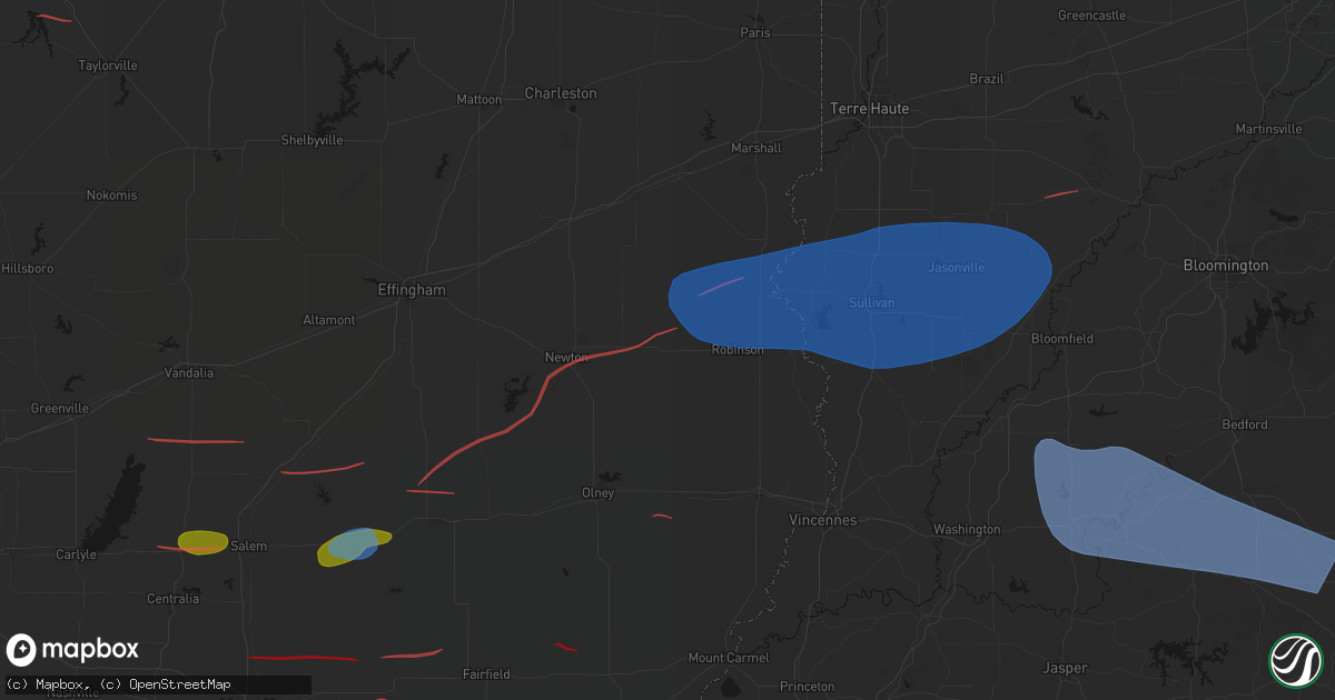 Hail map in Oblong, IL on June 21, 2026