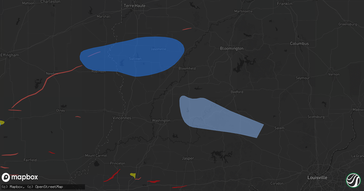 Hail map in Odon, IN on June 21, 2026