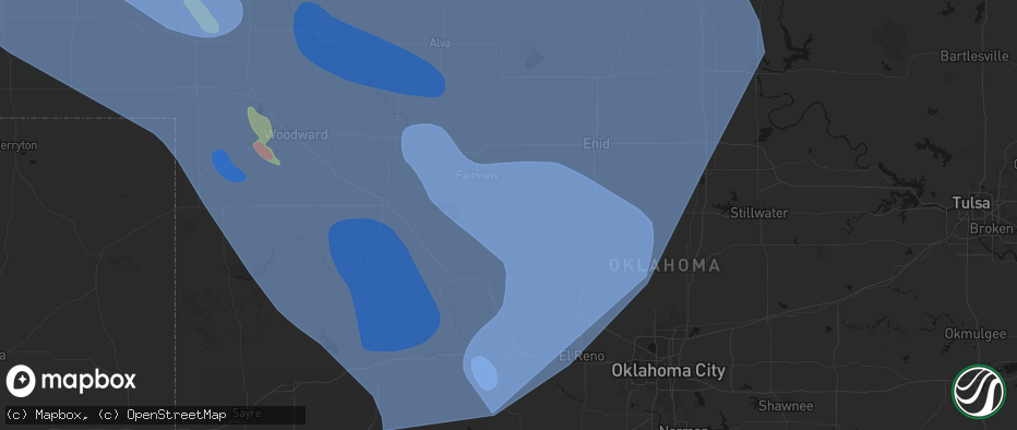 Hail map in Okeene, OK on June 21, 2026