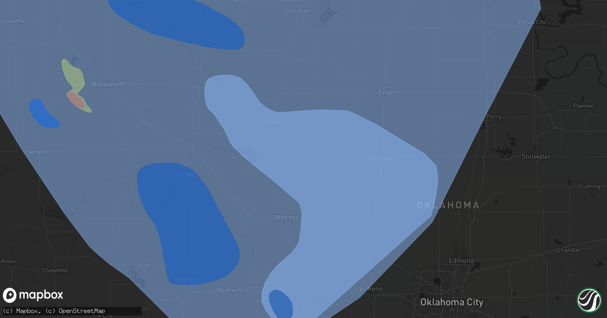 Hail map in Okeene, OK on June 21, 2026