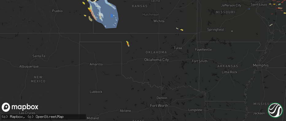 Hail map in Oklahoma on June 21, 2026