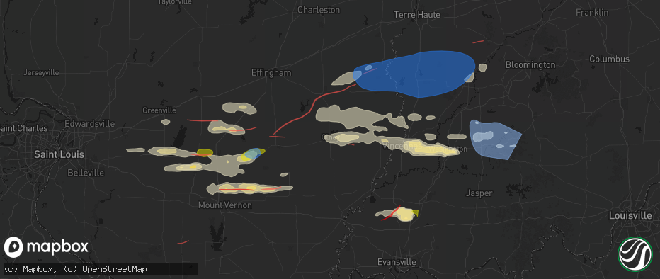 Hail map in Olney, IL on June 21, 2026